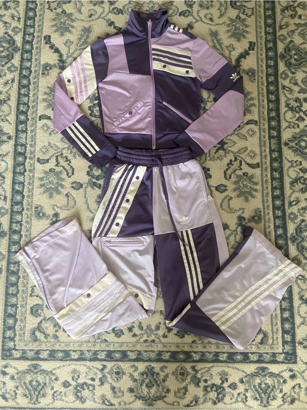 adidas Purple & Lilac Colorblock Track Jacket and Joggers Set
